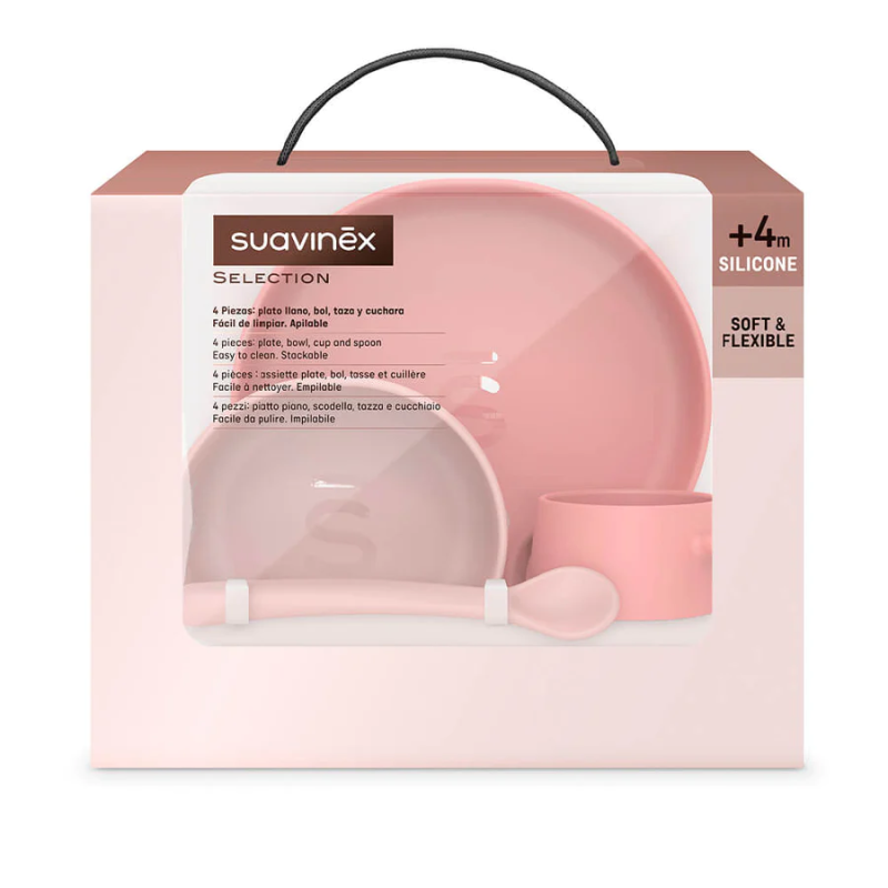 Suavinex Vajilla Silicona Soft Color Rosa