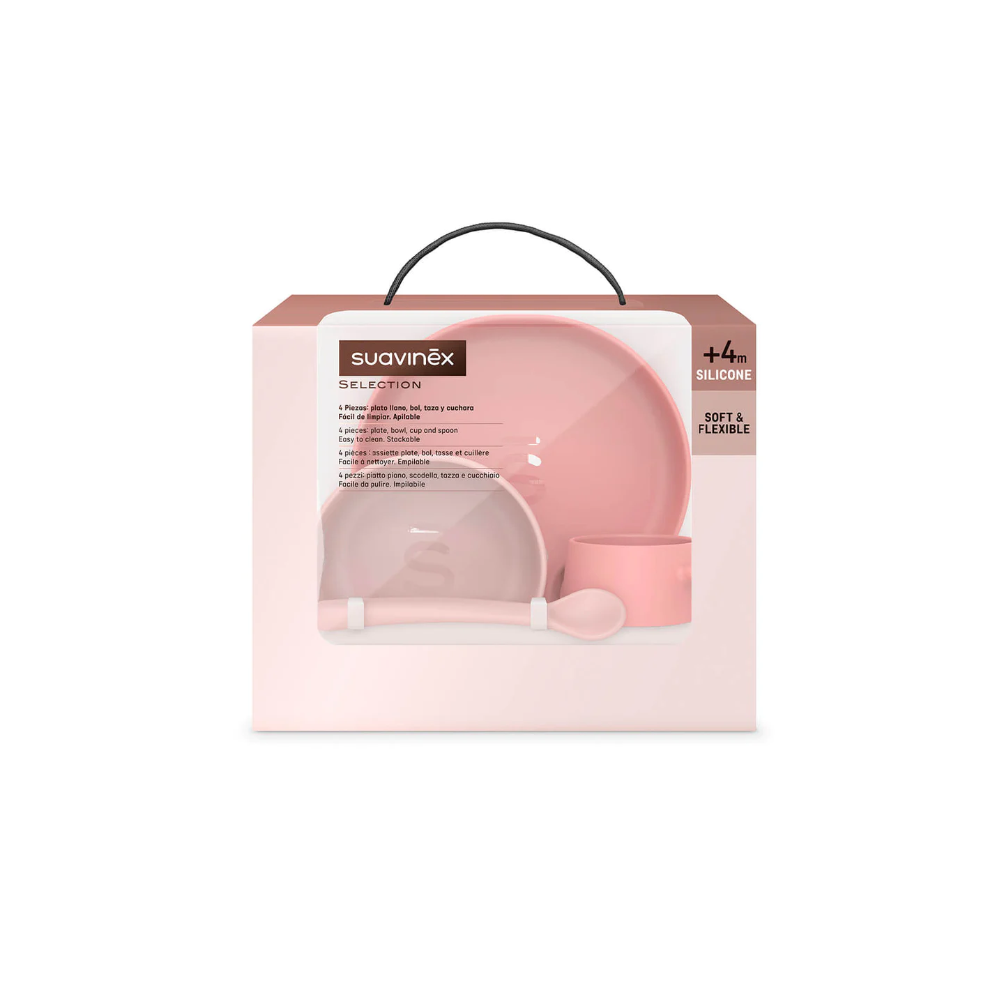Suavinex Vajilla Silicona Soft Color Rosa