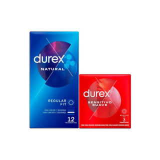 Durex Natural 12 unidades + 3 Sensitivo Suave - Preservativos de Látex | STG Farma