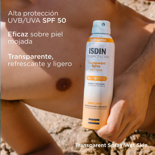 Isdin Transparent Spray Wet Skin SPF50 250 ml - Protectores solares corporales | STG Farma