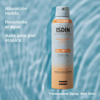 Isdin Transparent Spray Wet Skin SPF50 250 ml - Protectores solares corporales | STG Farma