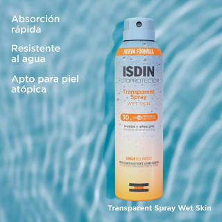 Isdin Transparent Spray Wet Skin SPF30 250 ml - Protectores solares corporales | STG Farma