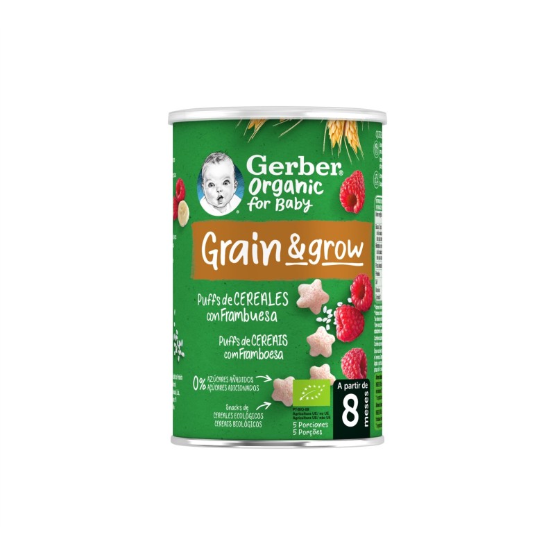 Gerber Puffs Trigo y Arroz con Frambuesa Orgánico 35g