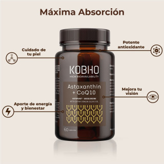 Kobho Astaxantina + CoQ10 60 cápsulas - Coenzima Q10 | STG Farma