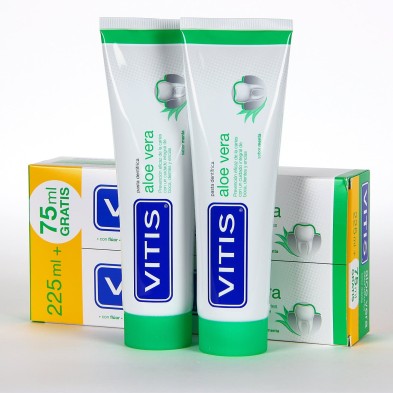 Vitis Aloe Vera Pasta Dentífrica Sabor Menta Pack 225 ml + 75 ml Vitis Aloe Vera Pasta Dentífrica Sabor Menta Pack 225 ml + 75 ml