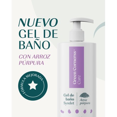 Green Cornerss Gel de Baño de Arroz Púrpura 300 ml