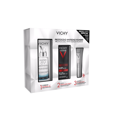 Cofre Vichy Protocolo Antiedad Hombre Sérum Mineral 89 50 ml + Vichy Structure Force 50 ml + Capital Soleil UV-Age 15 ml