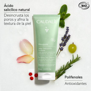 Caudalie Vinopure Gelatina Limpiadora 75 ml - Limpiadores faciales para piel grasa | STG Farma