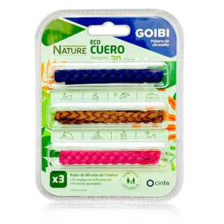 Goibi Pulsera de Citronela Eco Cuero 3 unidades - Insectos | STG Farma