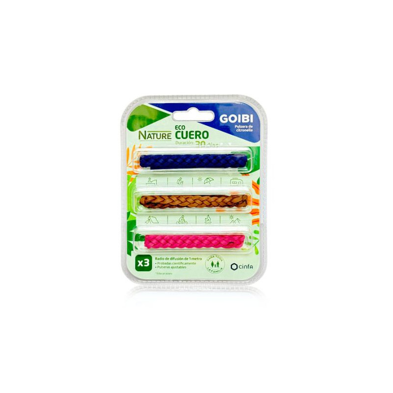 Goibi Pulsera de Citronela Eco Cuero 3 unidades