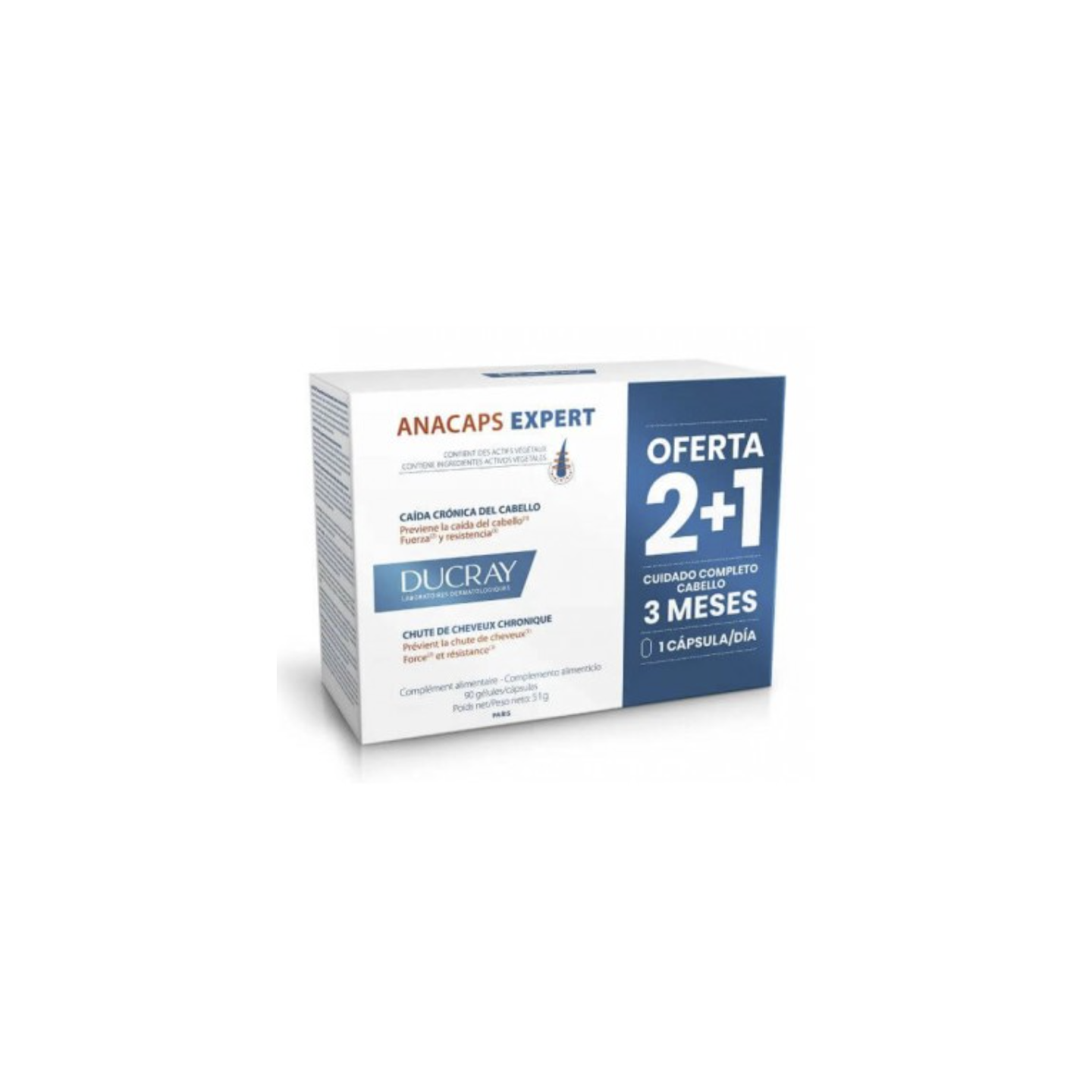 Ducray Anacaps Expert Caída Crónica 90 cápsulas - Pelo y uñas | STG Farma