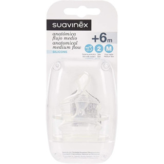 Suavinex Tetina Anatómica Silicona Flujo M 2 unidades - Tetinas | STG Farma
