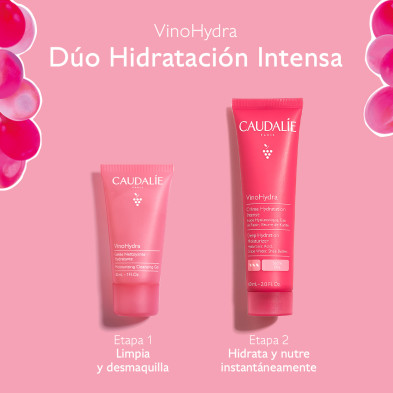 Cofre Caudalie VinoHydra Crema Hidratación Intensa y Vinohydra Gelatina Limpiadora