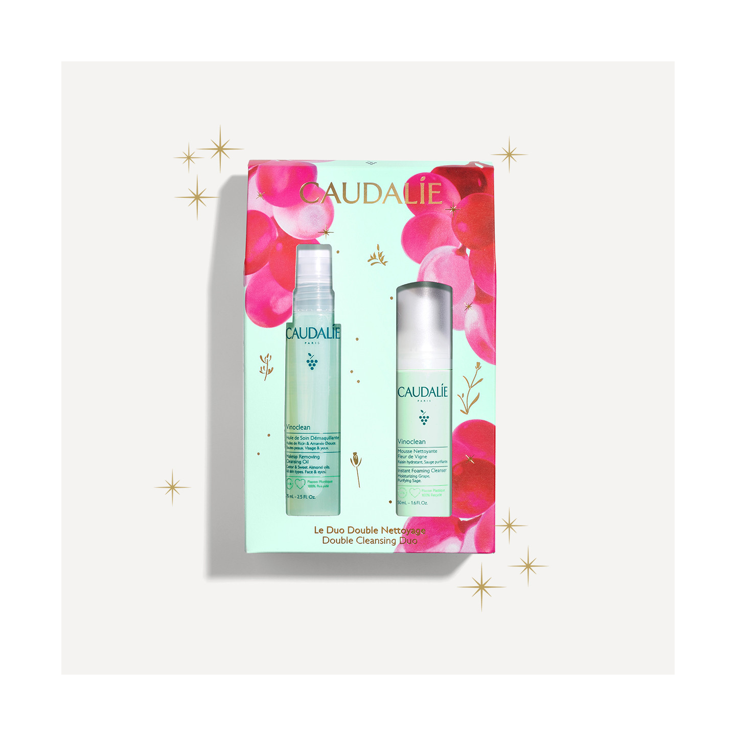Caudalie Duo Set Vinoclean Aceite Desmaquillante 75 ml + Vinoclean Espuma 50 ml