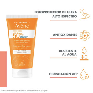 Avène Crema Solar Sin Perfume SPF50 50 ml - Protector solar piel sensible | STG Farma