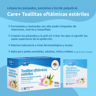 Care Toallitas Oftálmicas Estériles 30 unidades - Limpieza e hidratación ocular | STG Farma