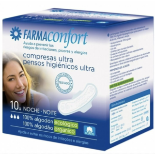 Farmaconfort Compresa Noche Alas 10 unidades - Compresas, salvaslips y tampones | STG Farma