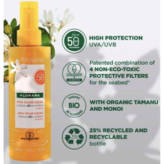 Klorane Polysianes Spray Solar Sublime Cuerpo SPF50 200 ml - Protectores solares corporales | STG Farma