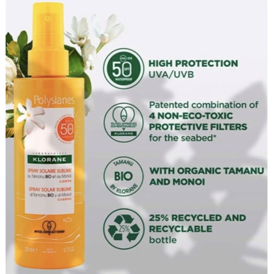 Klorane Polysianes Spray Solar Sublime Cuerpo SPF50 200 ml