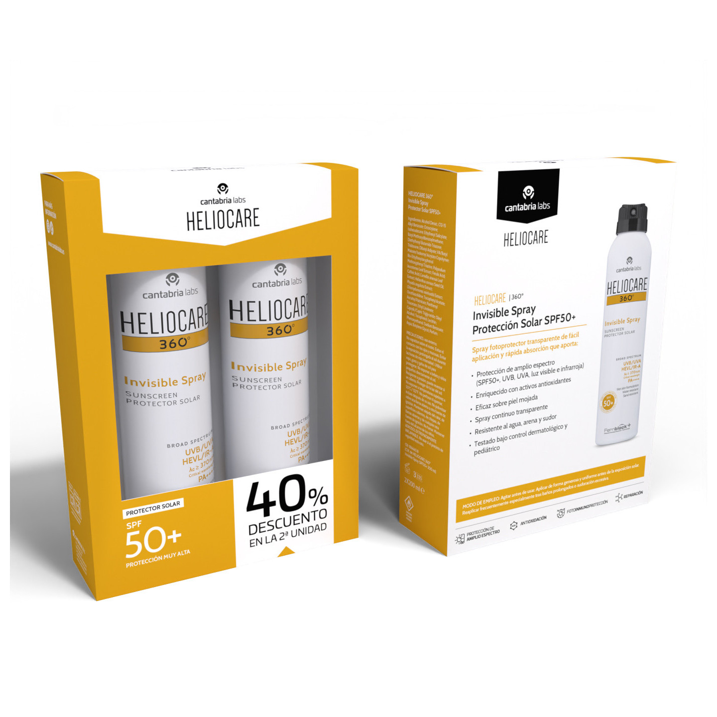 Heliocare 360 Pack Duplo Invisible Spray SPF50 - Protectores solares corporales | STG Farma