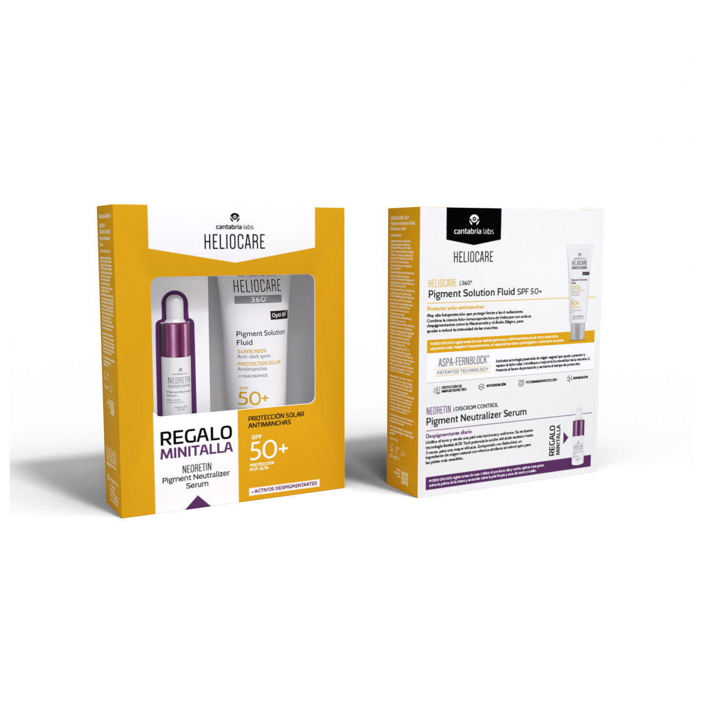 Heliocare Pack Pigment Solution Fluid + Regalo Minitalla Neoretin