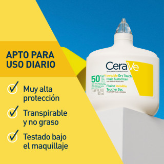 Cerave Fluido Protector Invisible Oil Control SPF50+ 50 ml - Protector solar piel grasa | STG Farma
