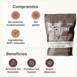 Baïa Pure Proteína Whey Isolate Cacao 750g - Suplementos Alimenticios