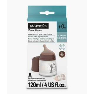 Suavinex Zero Zero Biberón Anticólico Tetina Silicona Color Deep 120 ml - Infantil