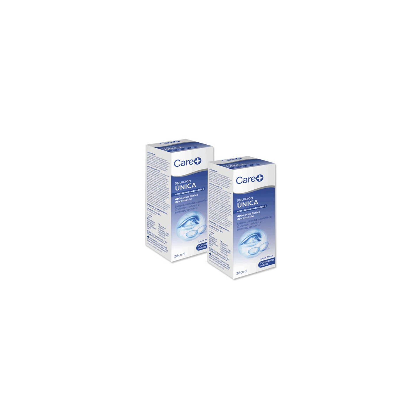 Care+ Duplo Solución Única con Hialuronato Sódico 2 x 360 ml - Líquido lentillas