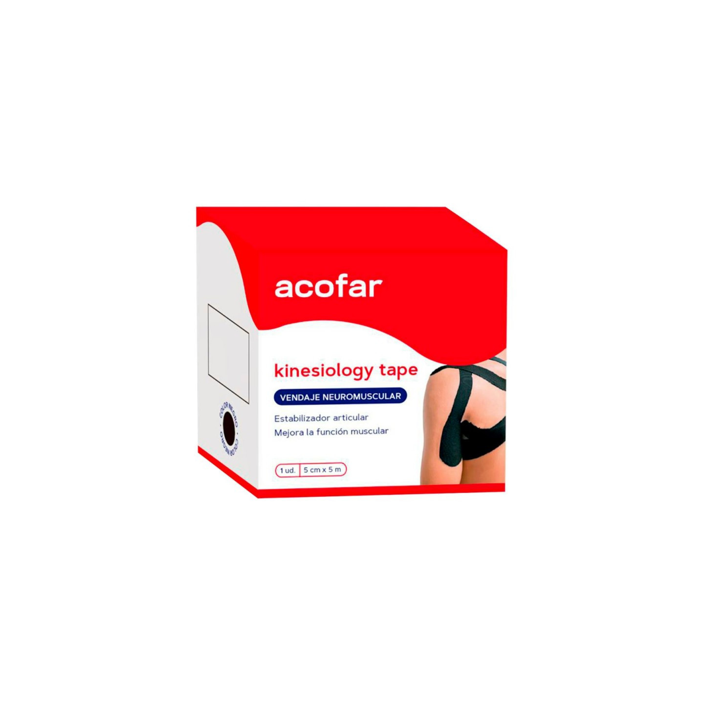 Acofar Kinesiology Tape Negro 5 m x 5 cm - Botiquín y ortopedia