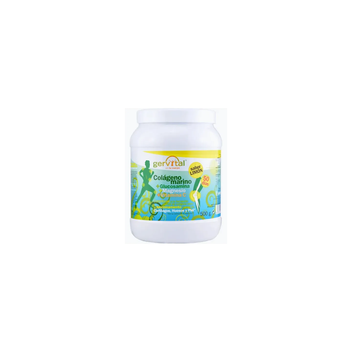 Gervital Colágeno Marino con Glucosamina y Magnesio Limón 500 g - Colágeno