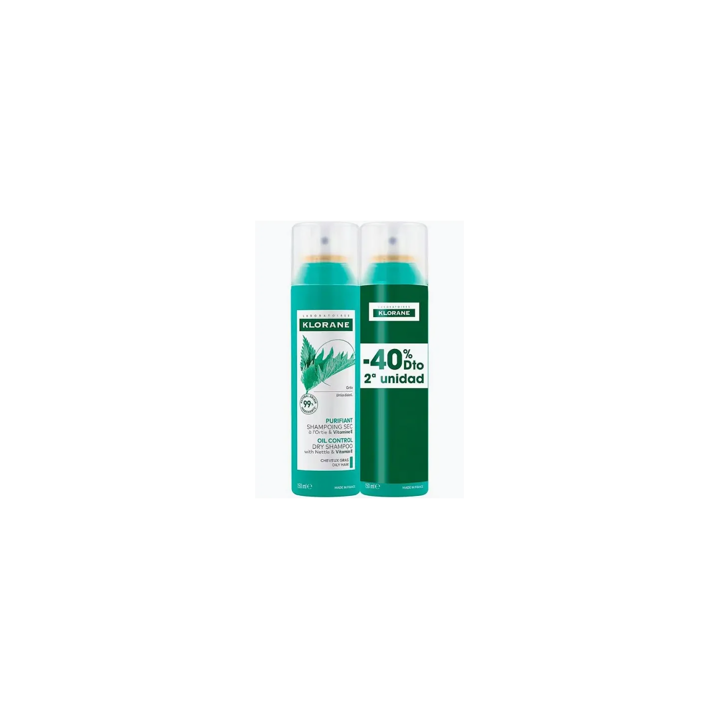 Klorane Champú Seco Ortiga Duplo 2 x 150 ml - Champú