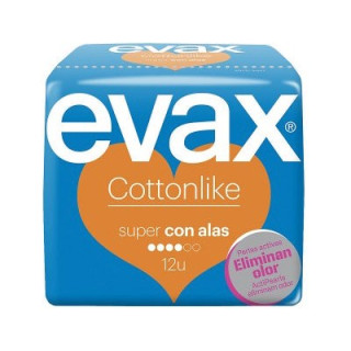 Compresas Evax Cottonlike super alas 12 unidades - Compresas, salvaslips y tampones | STG Farma