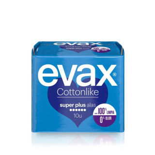 Compresas Evax Cottonlike super plus alas 10 unidades - Compresas, salvaslips y tampones | STG Farma