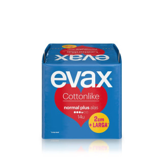 Compresas Evax Cottonlike normal plus alas 14 unidades - Compresas, salvaslips y tampones | STG Farma