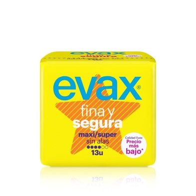 Compresas Evax fina y segura maxi sin alas 14 unidades