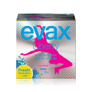 Compresas Evax Liberty normal con alas 12 unidades - Compresas, salvaslips y tampones | STG Farma