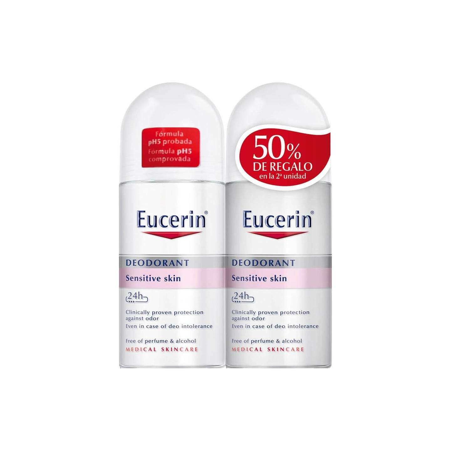 Duplo desodorante Eucerin Deo Piel Sensible Roll-on - Desodorantes | STG Farma