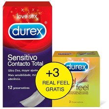 Durex Sensitivo Contacto Total 12 unidades + 3 Real Feel