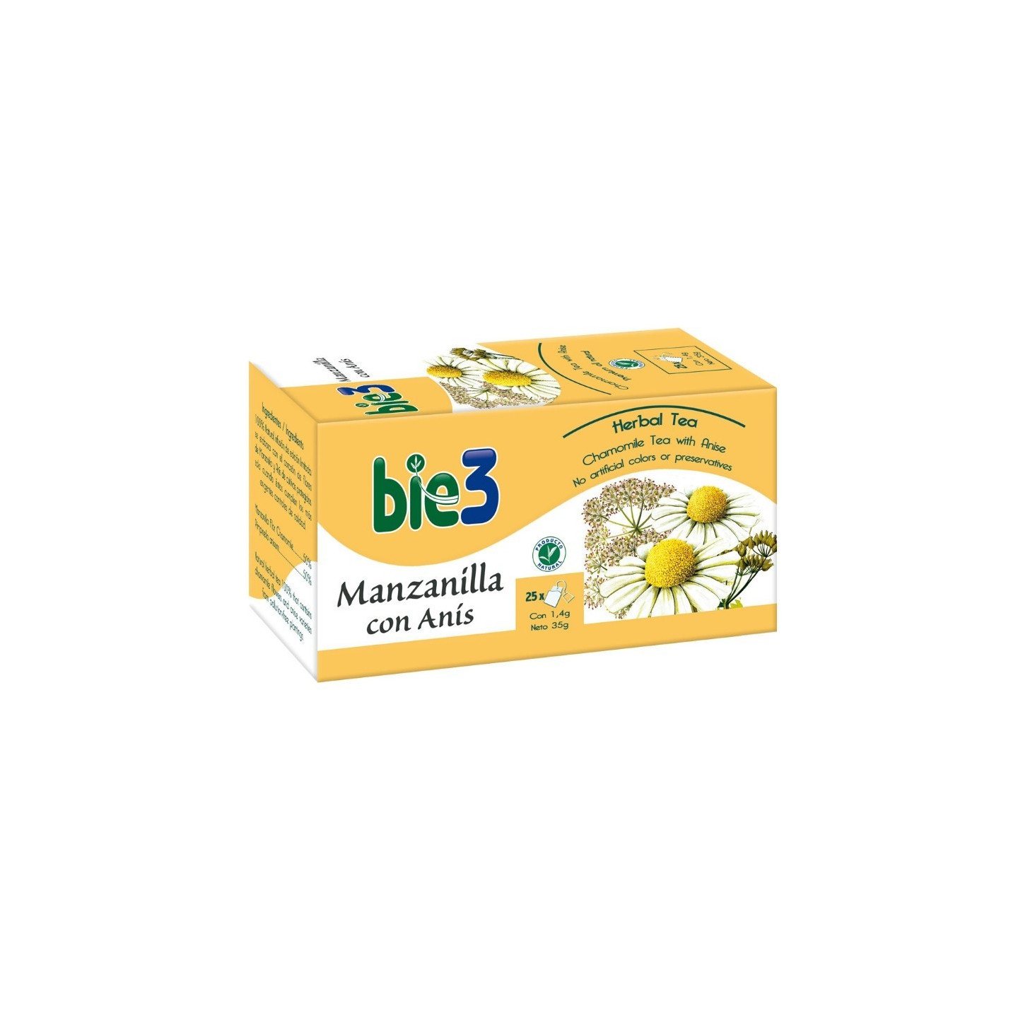 Bio3 Manzanilla con Anís 25 bolsitas - Infusiones de Manzanilla | STG Farma