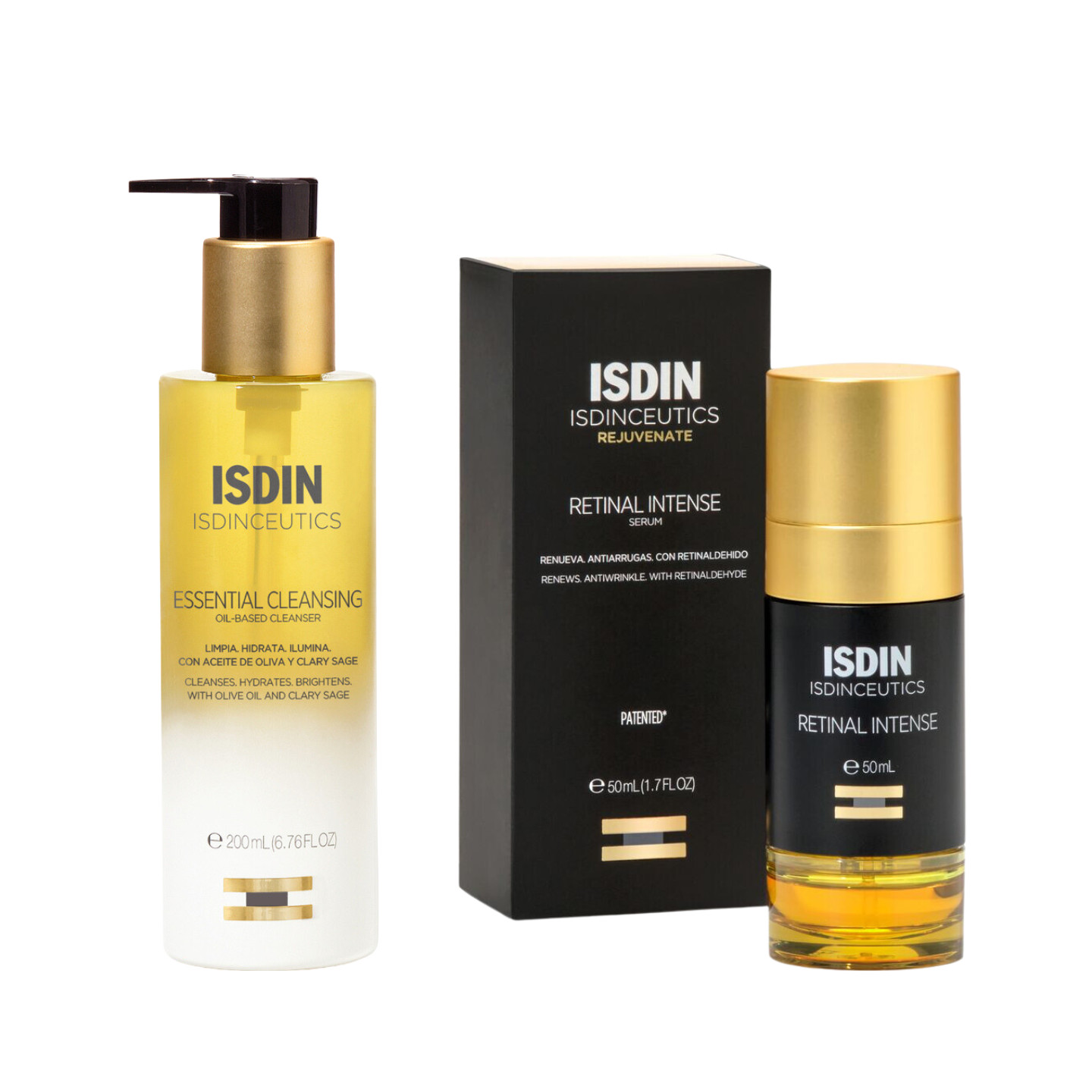 Rutina antiedad Isdin Aceite Essential Cleansing y Retinal Intense