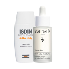 Rutina Antimanchas Pieles Sensibles - Caudalie Sérum Vinoperfect + Isdin Active Unify