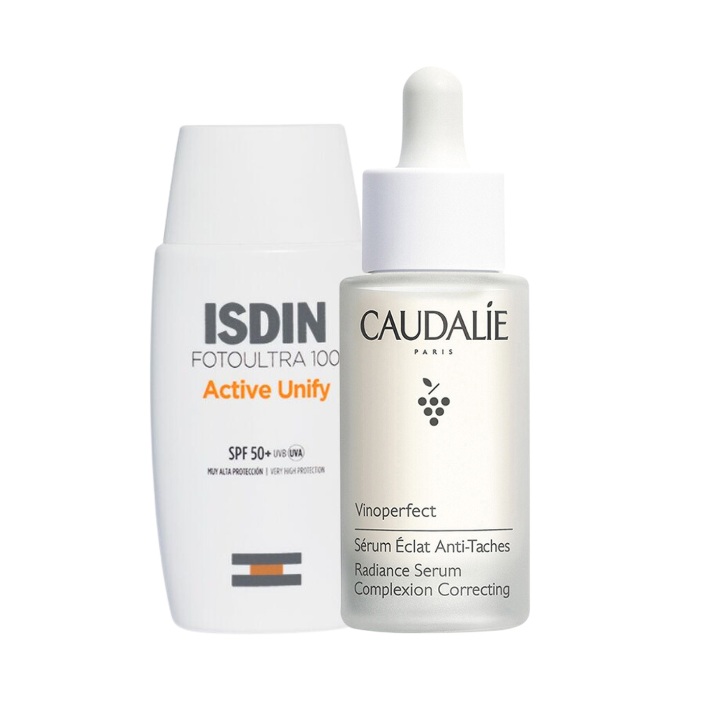 Rutina Antimanchas Pieles Sensibles - Caudalie Sérum Vinoperfect + Isdin Active Unify